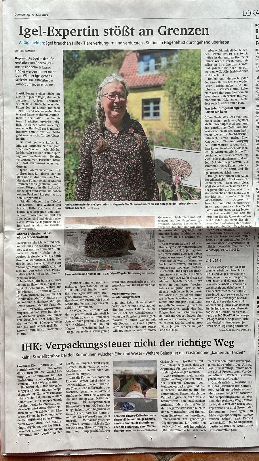 Presseeinblick zur Igelrettung